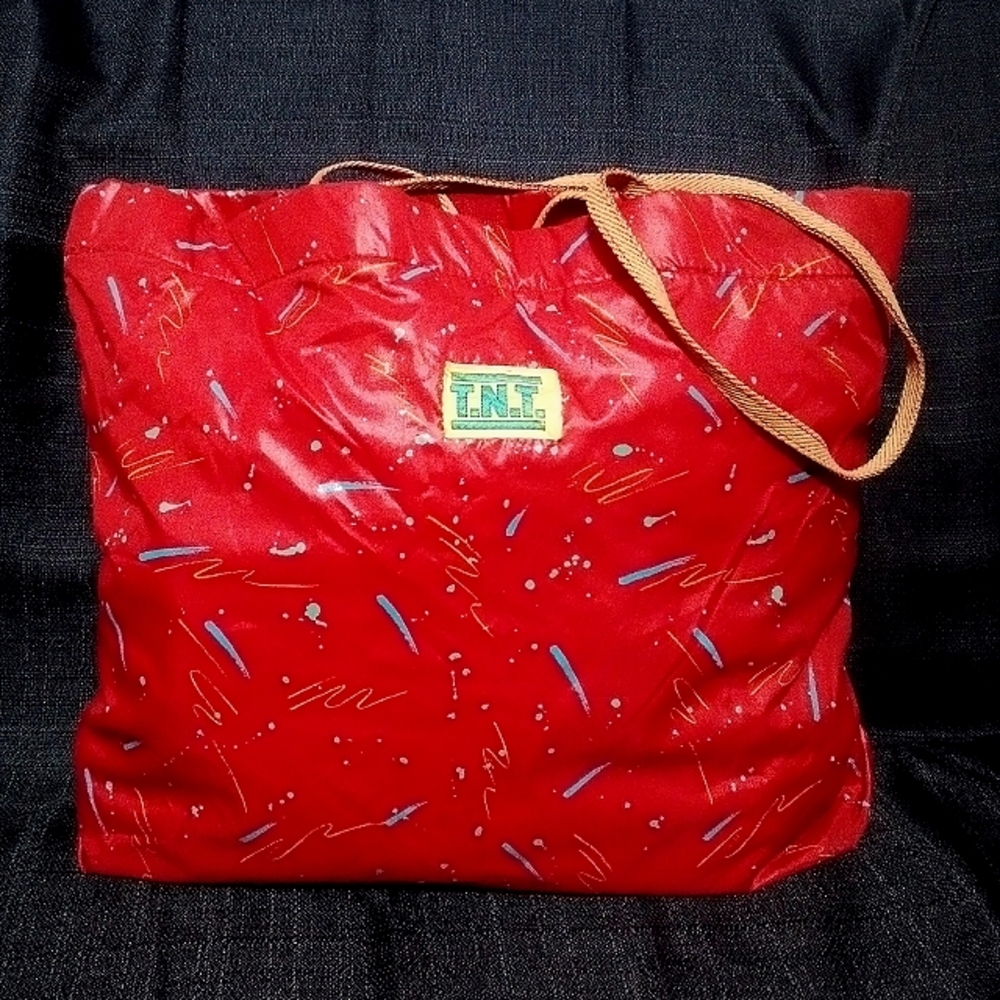 World Fashion Right Accessories T.N.T Red Vintage Tote Bag
